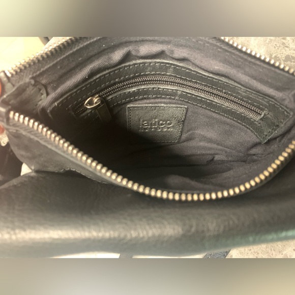 Latico Black Leather small studded crossbody bag purse silver studs - Picture 2 of 7